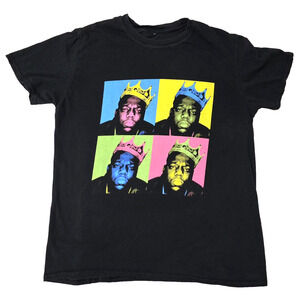 The Notorious B.I.G. T-Shirt Biggie Smalls King of NY Pop Art Black Men’s Size L